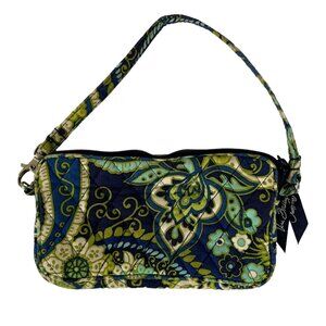 Vera Bradley Zip Top Clutch Purse Rhythm & Blues Handbag Paisley Green Blue